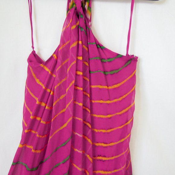 POLO RALPH LAUREN Pink Silk Summer Halter Dress Gorgeous Dyed Maxi Barbie SZ-10 - Picture 4 of 14